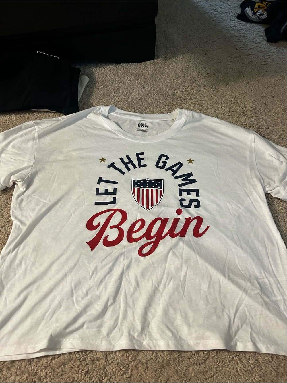 USA Let The Games Begin White Graphic Tee